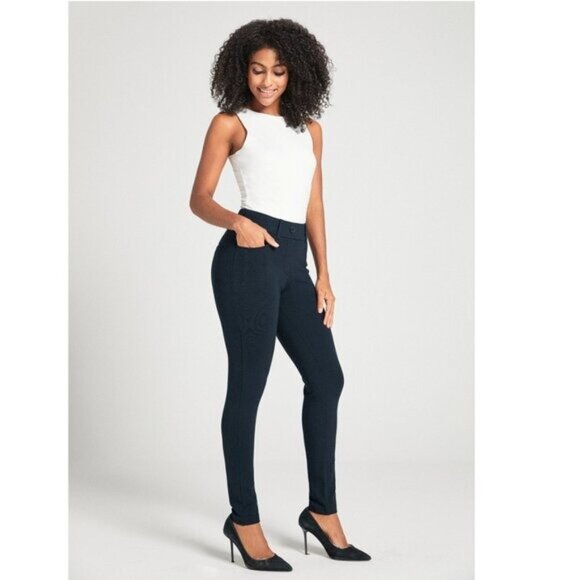 Betabrand 7-Pocket Dress Pant Yoga Skinny Pant in Navy - 2XL - Picture 1 of 9